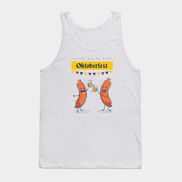 Oktoberfest Wurst Party Ever Funny Sausages Tank Top by PerttyShirty